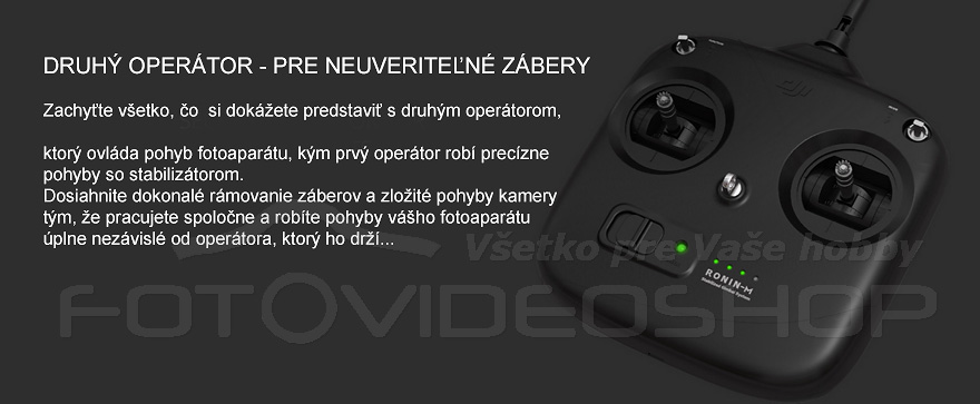  DRUH� OPER�TOR - PRE NEUVERITE�N� Z�BERY  Zachy�te v�etko, �o  si dok�ete predstavi� s druh�m oper�torom, ktor� ovl�da pohyb fotoapar�tu, k�m prv� oper�tor rob� prec�zne pohyby so stabiliz�torom.  Dosiahnite dokonal� r�movanie z�berov a zlo�it� pohyby kamery t�m, �e pracujete spolo�ne a rob�te pohyby v�ho fotoapar�tu  �plne nez�visl� od oper�tora, ktor� ho dr��... 